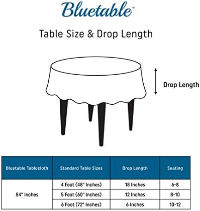 לבן פלסטיק מפת שולחן עגול חד פעמי שולחן בד 4, 5, או 6 רגל עגול שולחנות, פרימיום לבן המפלגה מפות [12 חבילה]